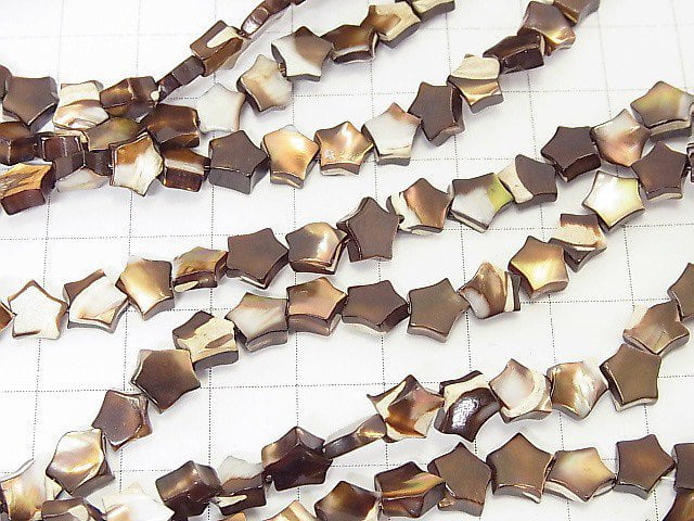 Mother of Pearl MOP Brown Star 6x6x3mm 1strand beads (aprx.15inch/37cm)