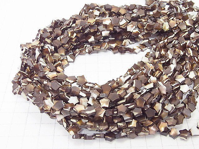 Mother of Pearl MOP Brown Star 6x6x3mm 1strand beads (aprx.15inch/37cm)