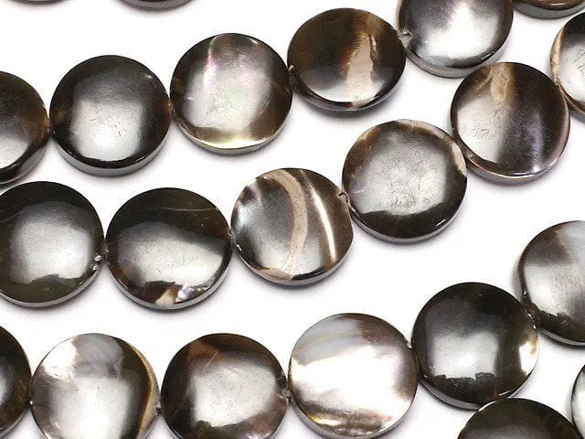 [Video]Mother of Pearl MOP Brown Coin 10x10mm 1strand beads (aprx.15inch/36cm)