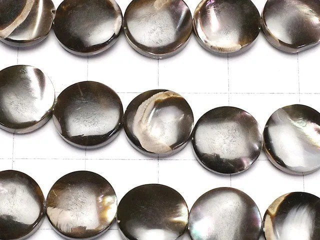 [Video]Mother of Pearl MOP Brown Coin 10x10mm 1strand beads (aprx.15inch/36cm)