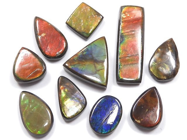 [Video][One of a kind] High Quality Ammolite AAA- Loose stone 10pcs set NO.3