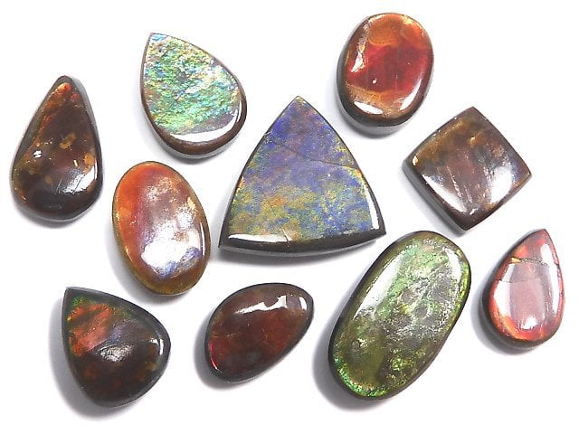 [Video][One of a kind] High Quality Ammolite AAA- Loose stone 10pcs set NO.5