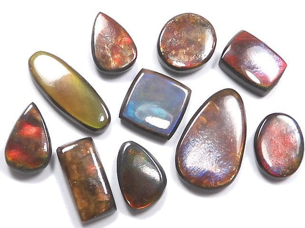 [Video][One of a kind] High Quality Ammolite AAA- Loose stone 10pcs set NO.6