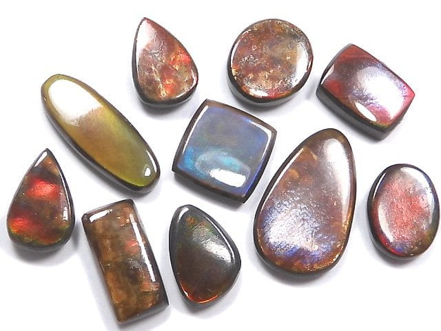 [Video][One of a kind] High Quality Ammolite AAA- Loose stone 10pcs set NO.6