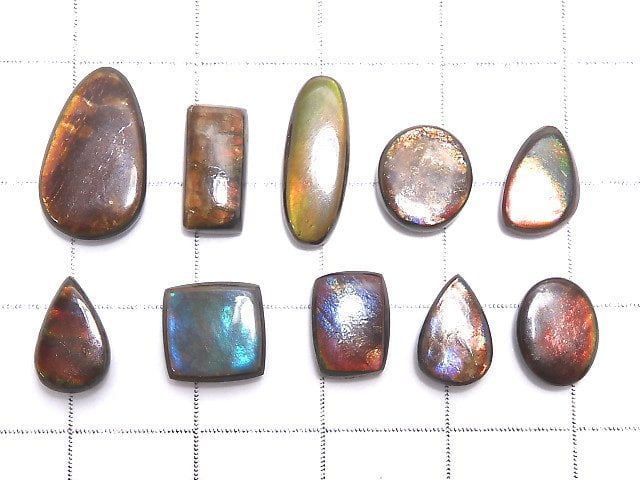 [Video][One of a kind] High Quality Ammolite AAA- Loose stone 10pcs set NO.6