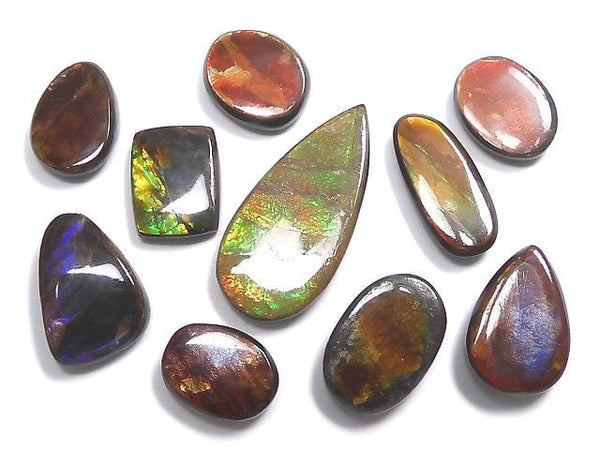 [Video][One of a kind] High Quality Ammolite AAA- Loose stone 10pcs set NO.7