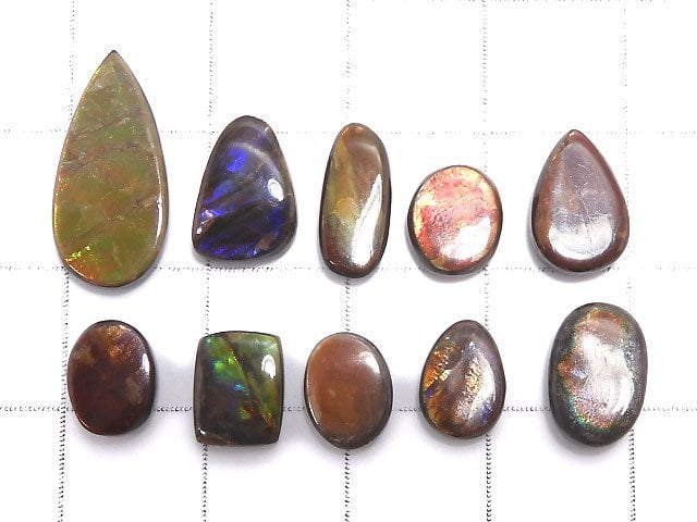 [Video][One of a kind] High Quality Ammolite AAA- Loose stone 10pcs set NO.7