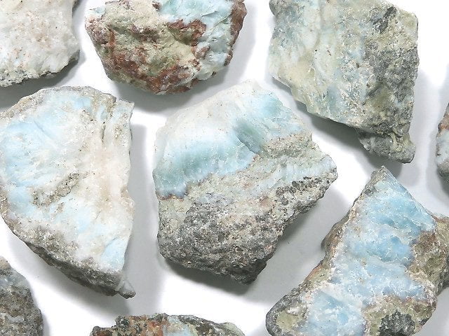 [Video][One of a kind] Larimar Pectolite Rough Rock (Raw Stone) 12pcs Set NO.2