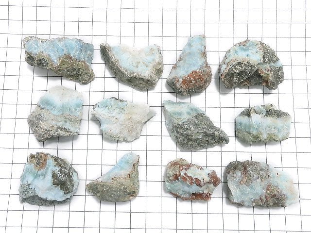 [Video][One of a kind] Larimar Pectolite Rough Rock (Raw Stone) 12pcs Set NO.2