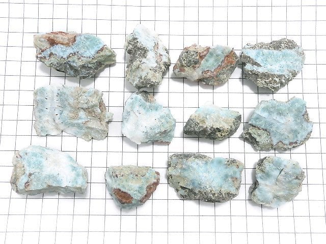 [Video][One of a kind] Larimar Pectolite Rough Rock (Raw Stone) 12pcs Set NO.3