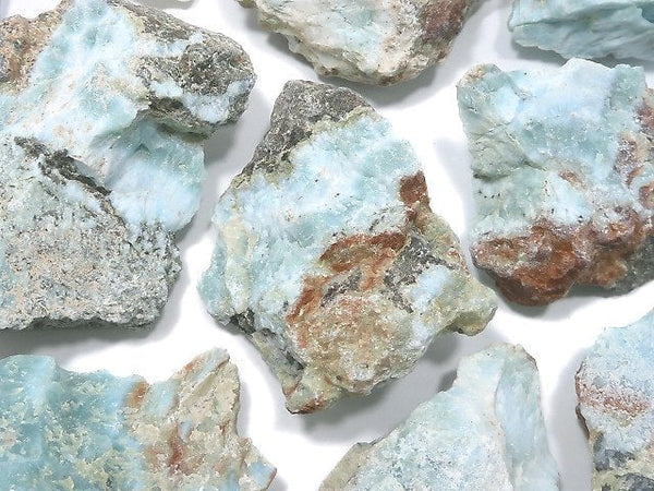 [Video][One of a kind] Larimar Pectolite Rough Rock (Raw Stone) 12pcs Set NO.4