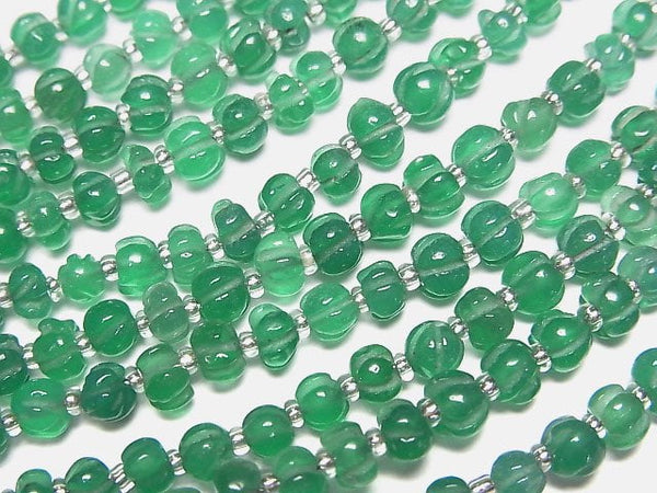 [Video] Green Onyx AA++ Pumpkin Shape 4x4x3.5mm 1strand beads (aprx.5inch/13cm)