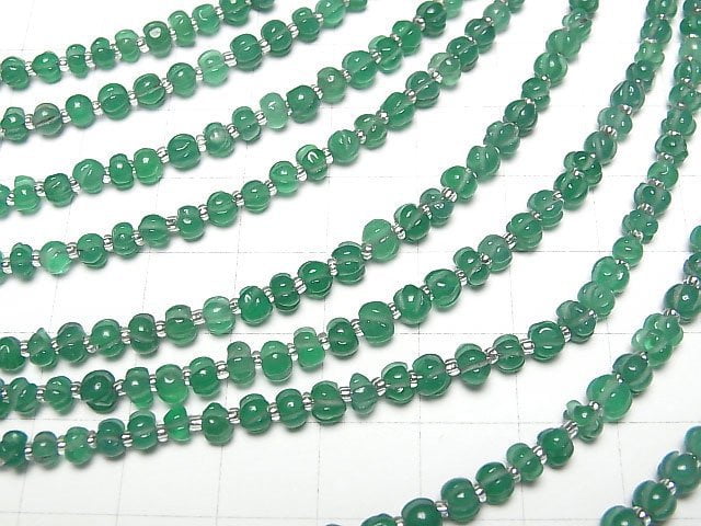 [Video] Green Onyx AA++ Pumpkin Shape 4x4x3.5mm 1strand beads (aprx.5inch/13cm)