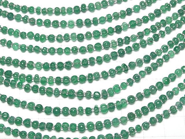 [Video] Green Onyx AA++ Pumpkin Shape 4x4x3.5mm 1strand beads (aprx.5inch/13cm)