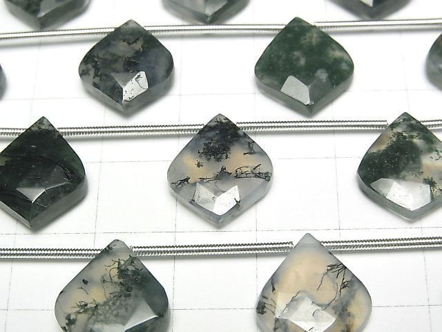 [Video]Moss Agate AAA Deformed Faceted Pear Shape 1strand beads (aprx.4inch/10cm)