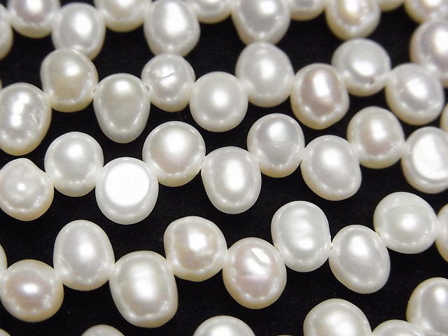 [Video] Fresh Water Pearl AA++ Baroque 5.5-6mm White Top Side Drilled Hole 1strand beads (aprx.15inch/36cm)