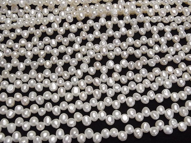 [Video] Fresh Water Pearl AA++ Baroque 5.5-6mm White Top Side Drilled Hole 1strand beads (aprx.15inch/36cm)