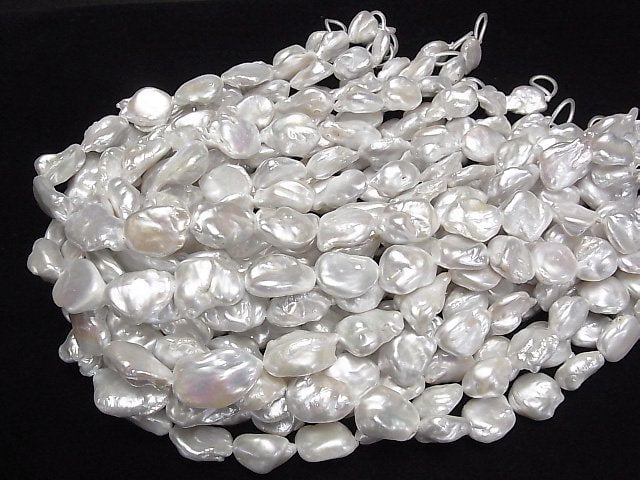 [Video] Fresh Water Pearl Keshi Pearl AA++ Baroque 17-26mm White 1strand beads (aprx.15inch/37cm)