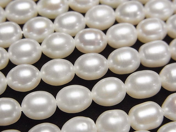 [Video] Fresh Water Pearl AA++ Rice 7x5.5x5.5mm White 1strand beads (aprx.15inch/37cm)