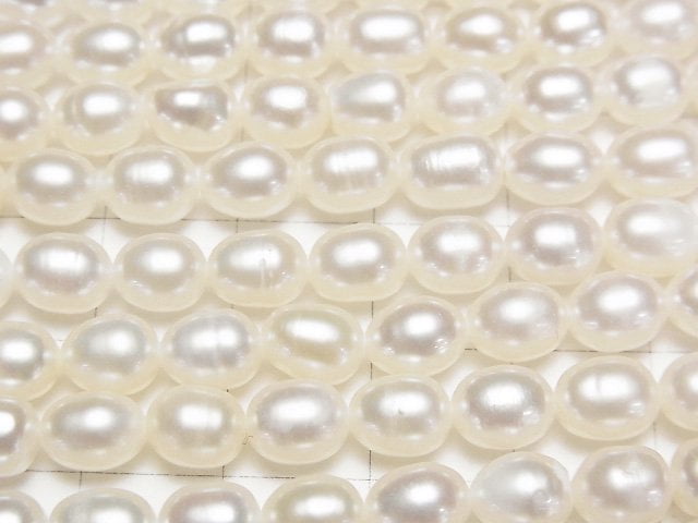 [Video] Fresh Water Pearl AA++ Rice 7x5.5x5.5mm White 1strand beads (aprx.15inch/37cm)