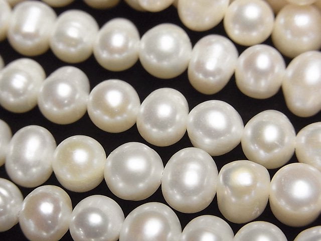 [Video] Fresh Water Pearl AA+ Potato 7-8mm White 1strand beads (aprx.13inch/33cm)