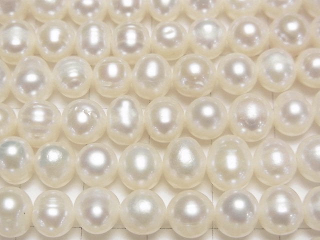 [Video] Fresh Water Pearl AA+ Potato 7-8mm White 1strand beads (aprx.13inch/33cm)