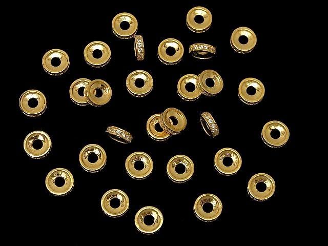 Silver925 Rondelle 7.5x7.5x2.5mm(with CZ) 18KGP 2pcs