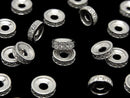 Silver925 Rondelle 7.5x7.5x2.5mm(with CZ) Rhodium Plated 2pcs
