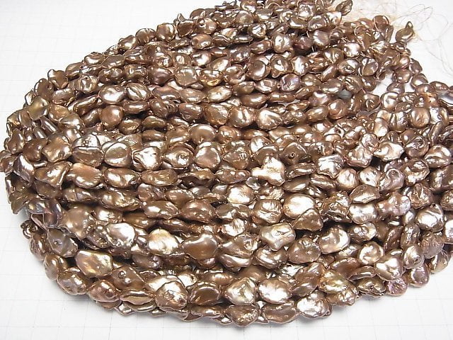 [Video] Fresh Water Pearl Keshi Pearl AA Baroque 10-15mm Bronze Gold 1strand beads (aprx.15inch/37cm)