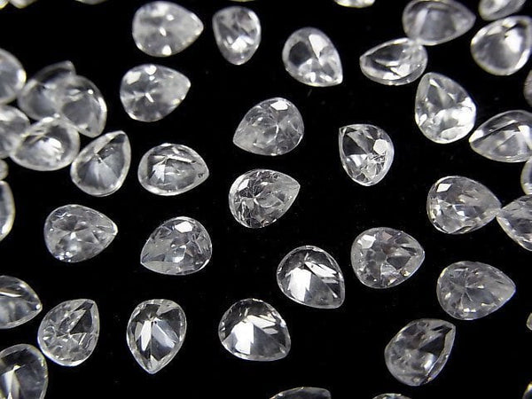 [Video]High Quality Natural White Zircon AAA Loose Stone Pear Shape Faceted 5x4mm 5pcs