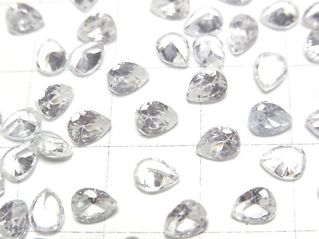 [Video]High Quality Natural White Zircon AAA Loose Stone Pear Shape Faceted 5x4mm 5pcs