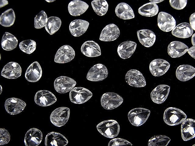 [Video]High Quality Natural White Zircon AAA Loose Stone Pear Shape Faceted 5x4mm 5pcs