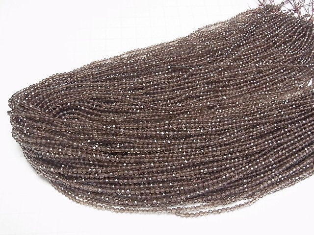 [Video]High Quality! Smoky Quartz AAA Faceted Round 2.5mm 1strand beads (aprx.15inch/37cm)