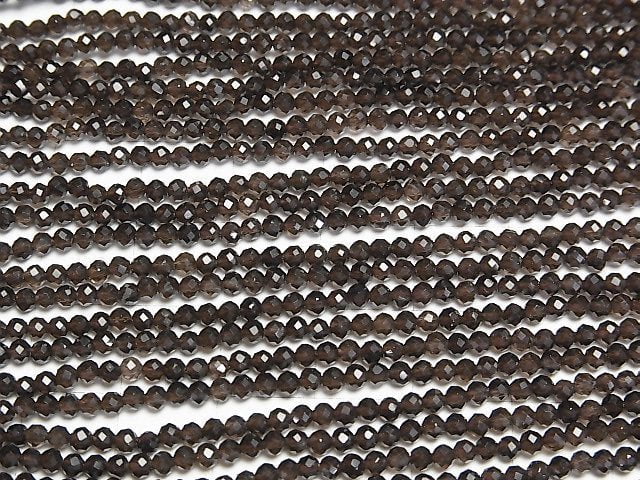 [Video]High Quality! Smoky Quartz AAA Faceted Round 2.5mm 1strand beads (aprx.15inch/37cm)