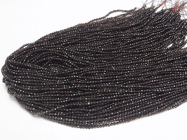 [Video]High Quality! Smoky Quartz AAA Faceted Round 2.5mm 1strand beads (aprx.15inch/37cm)