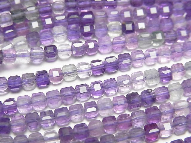 [Video]High Quality! Multicolor Fluorite AAA- Cube Shape 3x3x3mm 1strand beads (aprx.15inch/37cm)