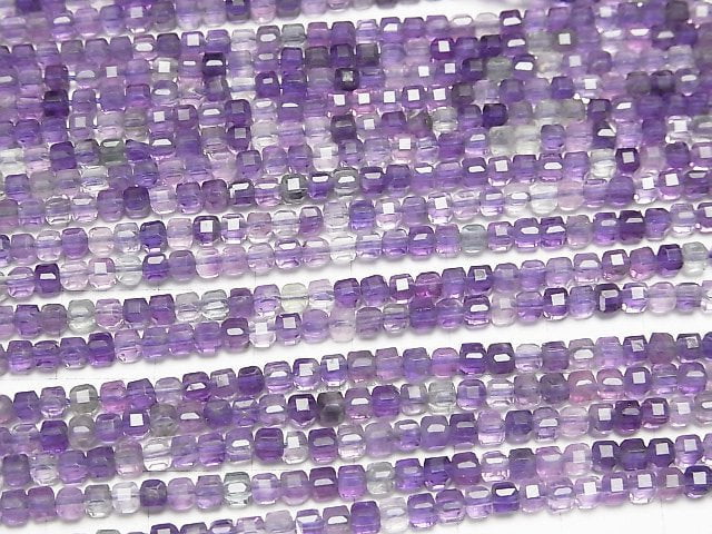 [Video]High Quality! Multicolor Fluorite AAA- Cube Shape 3x3x3mm 1strand beads (aprx.15inch/37cm)