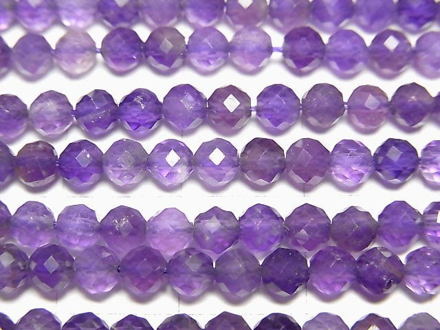 [Video]High Quality! Amethyst AA Faceted Round 4mm 1strand beads (aprx.15inch/37cm)