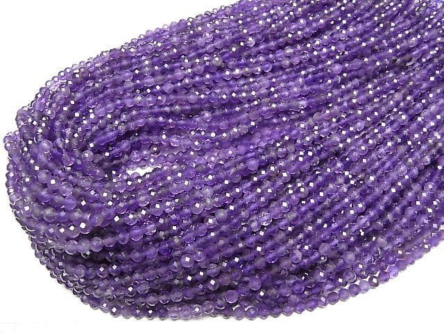 [Video]High Quality! Amethyst AA Faceted Round 4mm 1strand beads (aprx.15inch/37cm)