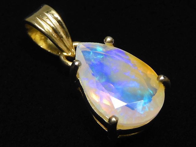 [Video][One of a kind] High Quality Opal AAA Faceted Pendant 18KGP NO.81