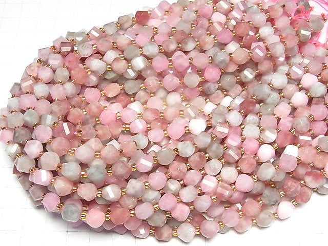 [Video]High Quality! Multi-color Jade Twist x Multiple Facets 8x7x7mm 1strand beads (aprx.13inch/33cm)