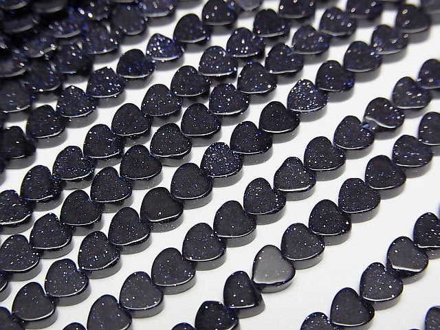 [Video]Blue Golden Sand Stone Vertical Hole Heart 4x4mm 1strand beads (aprx.15inch/36cm)