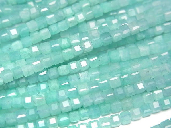 [Video]High Quality! Amazonite Silica AA++ Cube Shape 2.5x2.5x2.5mm 1strand beads (aprx.15inch/37cm)