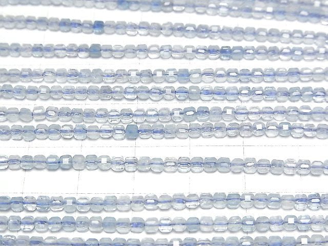 [Video] High Quality! Aquamarine AAA- Cube Shape 2x2x2mm 1strand beads (aprx.15inch/37cm)