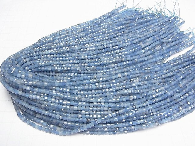 [Video]High Quality! Deep Blue Aquamarine AA+ Cube Shape 3x3x3mm 1strand beads (aprx.15inch/38cm)