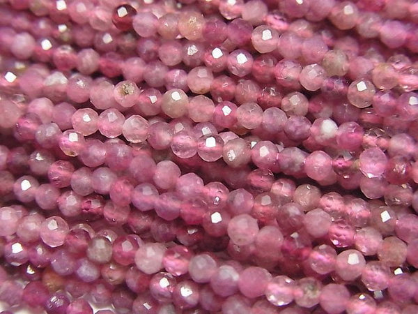 [Video]High Quality! Pink Tourmaline AA++ Faceted Round 2.5mm 1strand beads (aprx.15inch/37cm)