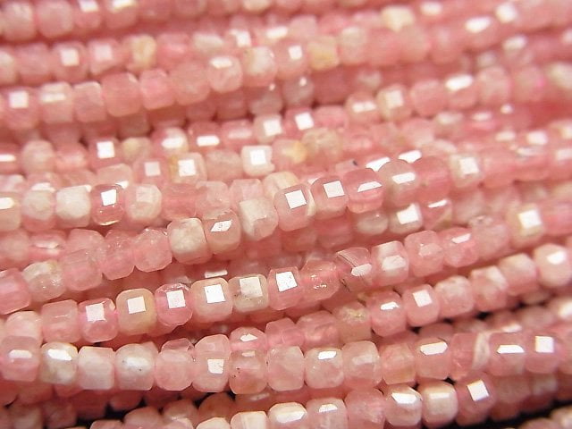 [Video]High Quality! Argentine Rhodochrosite AA+ Cube Shape 2x2x2mm 1strand beads (aprx.15inch/37cm)