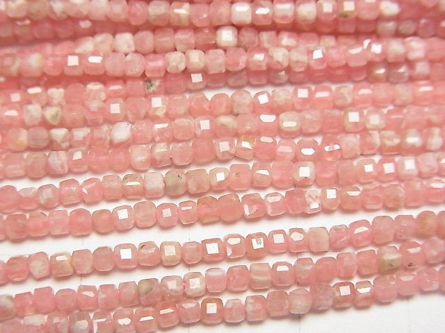 [Video]High Quality! Argentine Rhodochrosite AA+ Cube Shape 2x2x2mm 1strand beads (aprx.15inch/37cm)