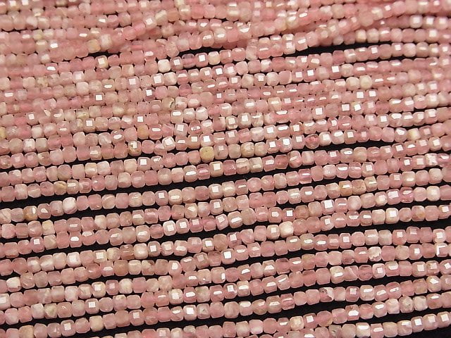 [Video]High Quality! Argentine Rhodochrosite AA+ Cube Shape 2x2x2mm 1strand beads (aprx.15inch/37cm)