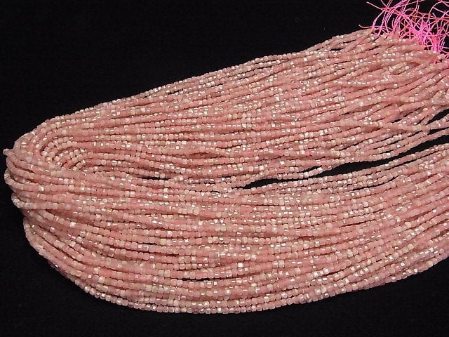 [Video]High Quality! Argentine Rhodochrosite AA+ Cube Shape 2x2x2mm 1strand beads (aprx.15inch/37cm)